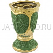 Настольная лампада "Виноград", керамика, зелёная с золотом; h11,5.Арт.К-017/З