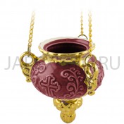 Подвесная лампада "Царская", керамика, красная с золотом; h9.Арт.К-051/КР