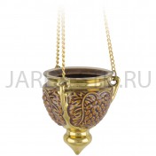 Подвесная лампада "Виноград", керамика, коричневая с золотом; h9.Арт.К-006/КОР