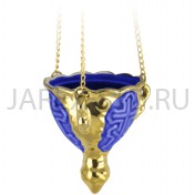 Подвесная лампада "Лилия", керамика, синяя с золотом; h8,5.Арт.К-005/С