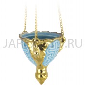 Подвесная лампада "Лилия", керамика, голубая с золотом; h8,5.Арт.К-005/Г