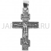 Православный нательный крест, металл, кольцо, белый-жёлтый; h2,5.Арт.КН8-М