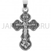 Православный нательный крест, металл, кольцо, белый-жёлтый; h3.Арт.КН-С