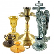 ПОДСВЕЧНИКИ ИЗ МЕТАЛЛА, МЕЛЬХИОРА, ЛАТУНИ