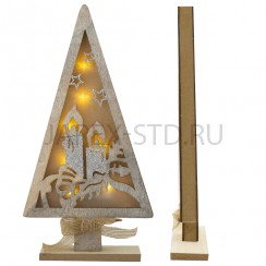 Ёлка рождественская с подсветкой, настольная, дерево; h30.Арт.ЕД-6615-4