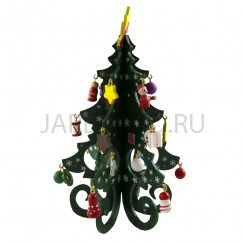 Ёлка рождественская с игрушками, настольная, дерево, цвет микс; h19.Арт.ЕД-7683-1