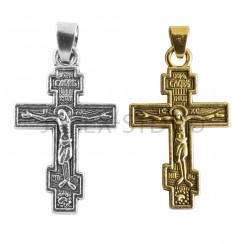 Православный нательный крест, металл, кольцо, белый-жёлтый; h3.Арт.КН8-Б