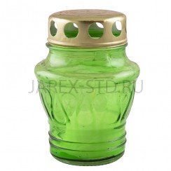 Лампада неугасимая, стекло, металлическая крышка, зелёная; h11.Арт.S-094w-XN-202
