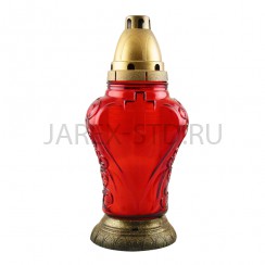 Лампада неугасимая, стекло, пластиковая крышка, красная; h26.Арт.S-069cA/XR-305GX