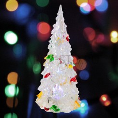 Ёлка рождественская с подсветкой, настольная, пластик; h12,5.Арт.ЕП-2003