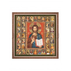 Икона "Спаситель" в подарочной упаковке, багетная рамка, полиграфия; 28,5*28,5.Арт.И-102/133