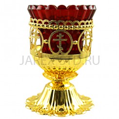 Настольная лампада в металлической оправе, стекло, золото; h 9.Арт.ЛМ-22-6