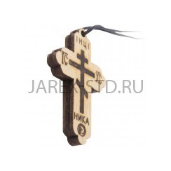Православный нательный крест на шнурке, дерево; h3,5.Арт.КН-Д-031