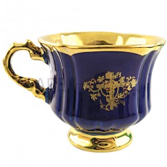 Кружка для Святой Воды, керамика, синяя с золотом; h9.Арт.КЧ-032/син