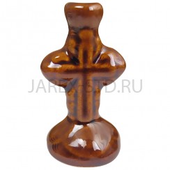 Подсвечник "Крест", керамика,коричневый; h6,5.Арт.КЦ-038/кор