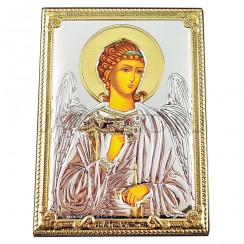 Икона "Ангел Хранитель", риза металл, рамка мдф, напыление серебро&золото; 8,4*11,2.Арт.ИГД-001