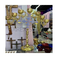 Лампада-подлампадник напрестольная "Крест", без стакана, золочение, эмаль; h.Арт.ЛН-В119