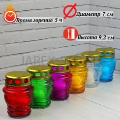 Лампада неугасимая, стекло, металлическая крышка, МИКС; h9,2.Арт.С-091/М