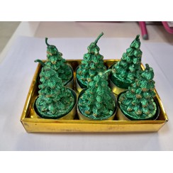 Набор новогодних, чайных свечей "Ёлочка", 6 штук, 2 цвета; h5,5.Арт.Е91123