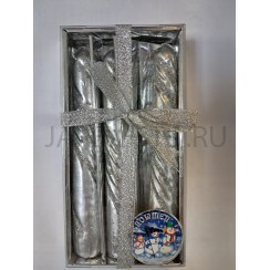 Н.Г. свечи блестящие полосы 15см., 3шт., в подар. кор. 3цв..Арт.Е91110