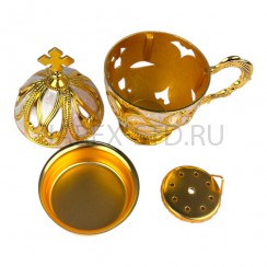 Кадильница с ручкой, эмаль,  металл, цвет золото; h 14.Арт.КМЭ-8022-2