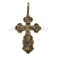 Православный нательный крест, металл, жёлтый; h3,5.Арт.КН-005-12
