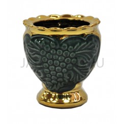 Настольная лампада "Благовест", керамика, зелёная с золотом; h7,5.Арт.К-046/З