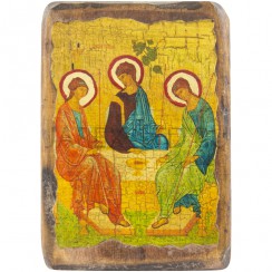 Икона "Троица", дерево под старину, печать-краска; 7*10.Арт.И-СТ-003/146