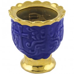 Настольная лампада "Грааль", керамика, синяя с золотом; h7.Арт.К-020/С