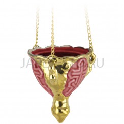 Подвесная лампада "Лилия", керамика, красная с золотом; h8,5.Арт.К-005/КР