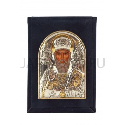 Икона дорожная "Николай Чудотворец", риза металл, складной бархатный чехол, напыление серебро&золото; 5*8.Арт.EP1-009WAG