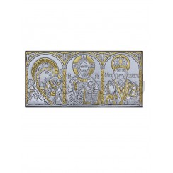 Автомобильный тройник, античная риза "Спаситель, Казанская, Николай Чудотворец";нап. зол.&сер.; 3*7.Арт.EP0-501PBG/3M/P