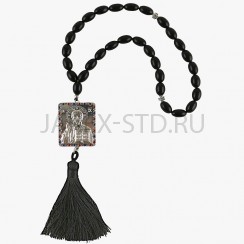 Автомобильная двусторонная  икона-подвеска , с четками "Спаситель", камни,металл;h 31,5.Арт.АП-4879-6