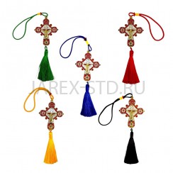 Автомобильная подвеска - Распятие, эмаль, камни, металл; h27.Арт.КА-106