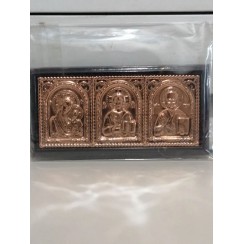 Автомобильный тройник «Спаситель, Казанская, Николай Чудотворец», пластик, цвет медь, 4,5×9 см