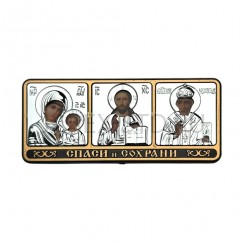 Автомобильный тройник в ассортименте, пластик  "Спаситель, Казанская, Николай Чудотворец"; 11*4,8.Арт.И-П-8343-01