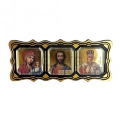 Автомобильный тройник в ассортименте, пластик  "Спаситель, Казанская, Николай Чудотворец"; 9*3,8.Арт.И-П-8343-07