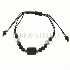 Браслет черный "Ника", искусственный камень.Арт.БН-4879-20