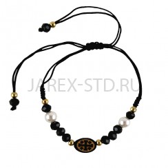Браслет черный "Ника", искуственный камень.Арт.БН-4879-19