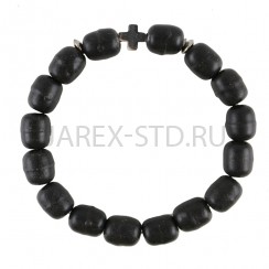 Браслет из ладанного дерева с крестиком, черный.Арт.БЛД/чер