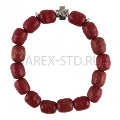 Браслет из ладанного дерева с крестиком, красный.Арт.БЛД/кр