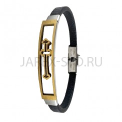 Браслет кожаный, с металлическим крестом.Арт.БК-4208-8