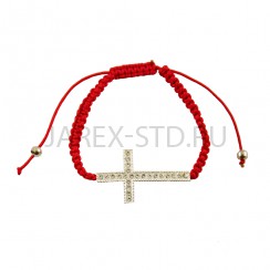 Браслет красный с крестиком (стразы).Арт.БКК-4434-2