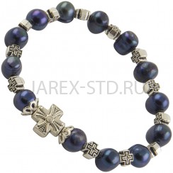 Браслет, имитация речного жемчуга, тёмный.Арт.БПЖ-001Т