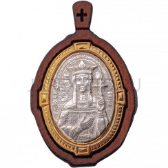 "Елена", нательная икона (образок), мельхиор, дерево, сереберение, золочение.Арт.ОНП-Ж-002/1
