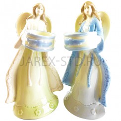 Фигурка "Ангел с подсвечником под чайную свечу", фарфор; h22.Арт.АК-120919/8,9