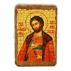 Икона "Александр Невский", дерево под старину, печать-краска; 7*10.Арт.И-СТИ/300