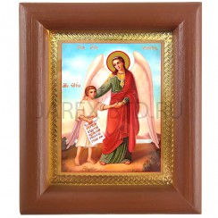Икона  Ангел Хранитель с душой человека , полиграфия,  в багетной рамке со стеклом; 17,5*20,5 см.Арт.И-БР-3/003дч