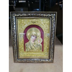 Икона "Казанская", риза металл, багетная рамка, полиграфия; 22*27