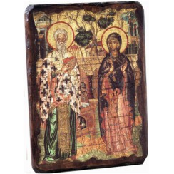 Икона "Киприан и Устинья", дерево под старину, печать-краска; 17*23.Арт.И-СТ-002/055